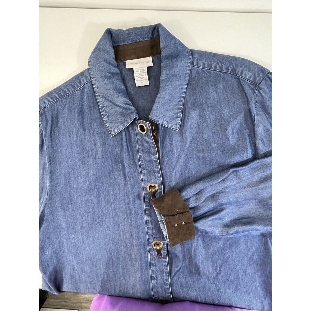 Denim Button-Up Shirt Jacket in Blue